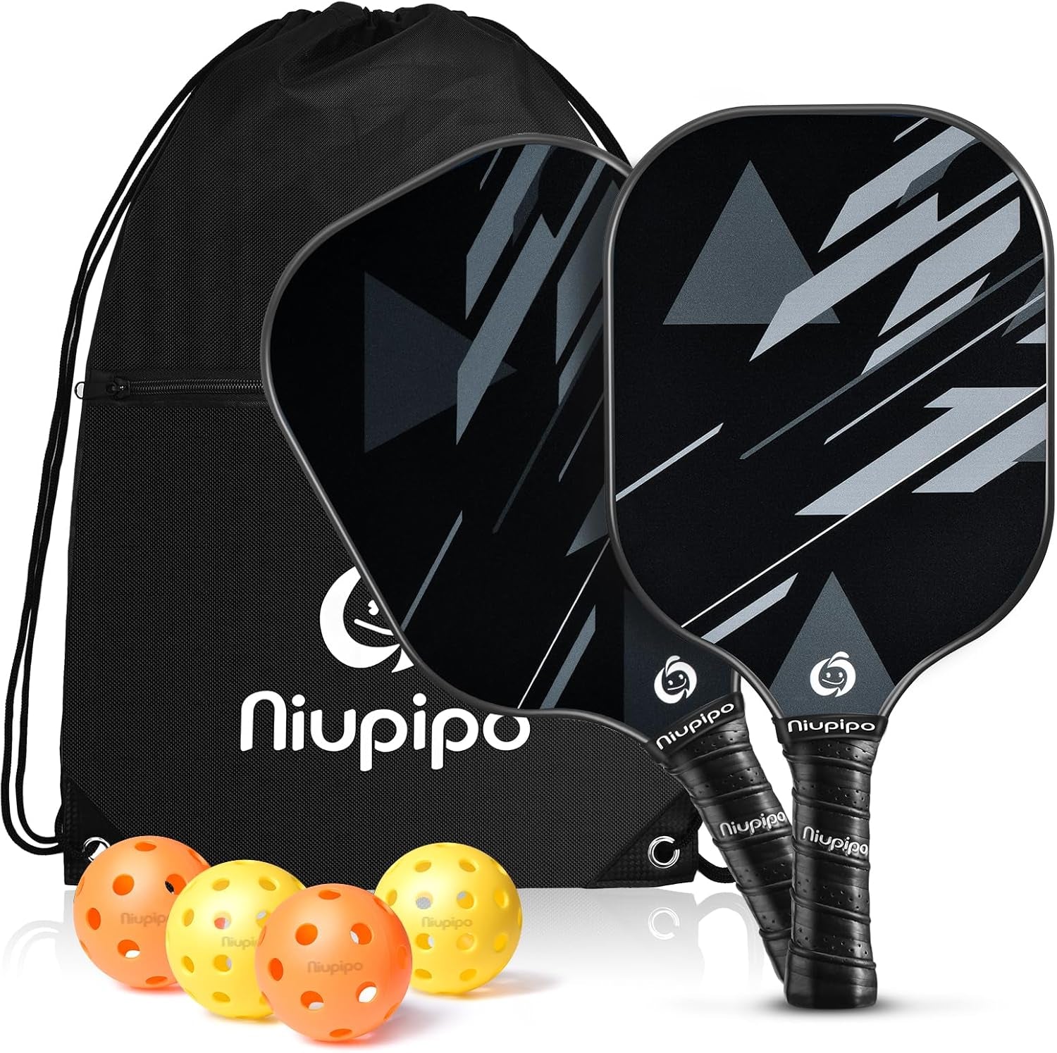 Pickleball Paddles Set of 2 or 4, USAPA Approved Fiberglass Pickleball Paddle Set with Balls and Bag, Polypropylene Honeycomb Core, Lightweight Pickleball Paddles for Beginners Men Women
