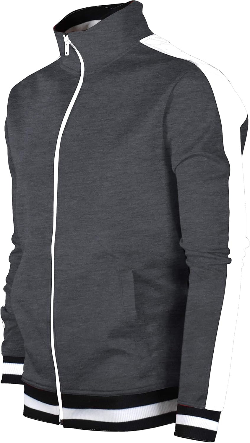 -TRACK JACKET Mens Urban Hip Hop Premium Track Jacket - Slim Fit Side Taping Sportswear Urbanwear Streetwear Top