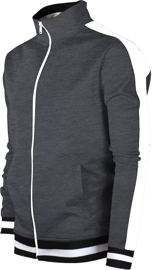-TRACK JACKET Mens Urban Hip Hop Premium Track Jacket - Slim Fit Side Taping Sportswear Urbanwear Streetwear Top